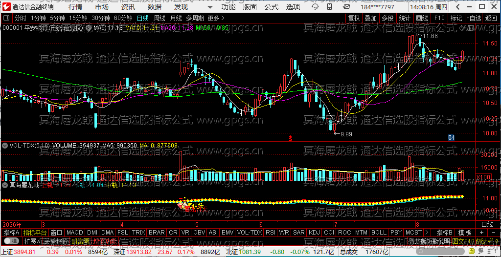 冥海屠龙戟暗庄启动与龙出巢轨道封天斩邪主图通达信选股指标公式(1) 冥海屠龙戟指标-000001平安银行实盘截图