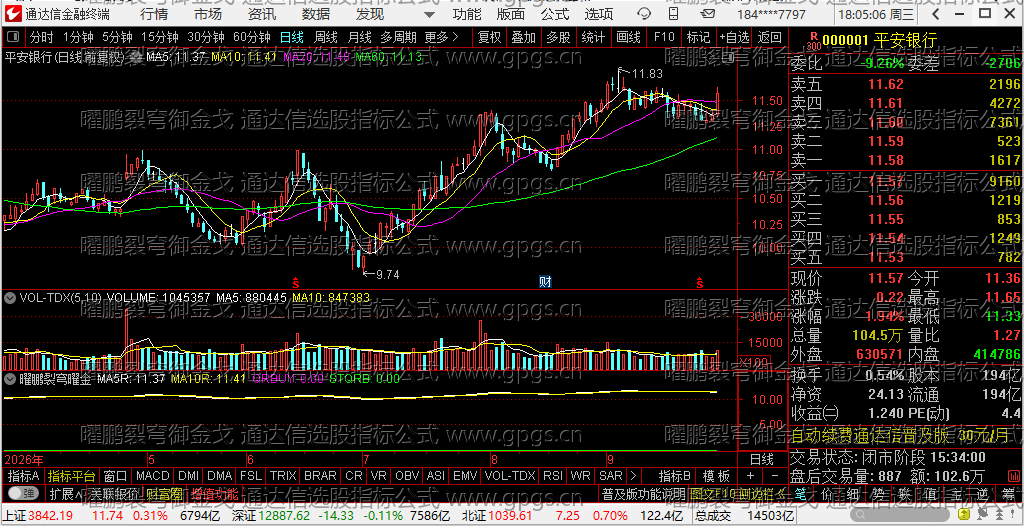 曜鹏裂穹御金戈指标-000001平安银行实盘截图