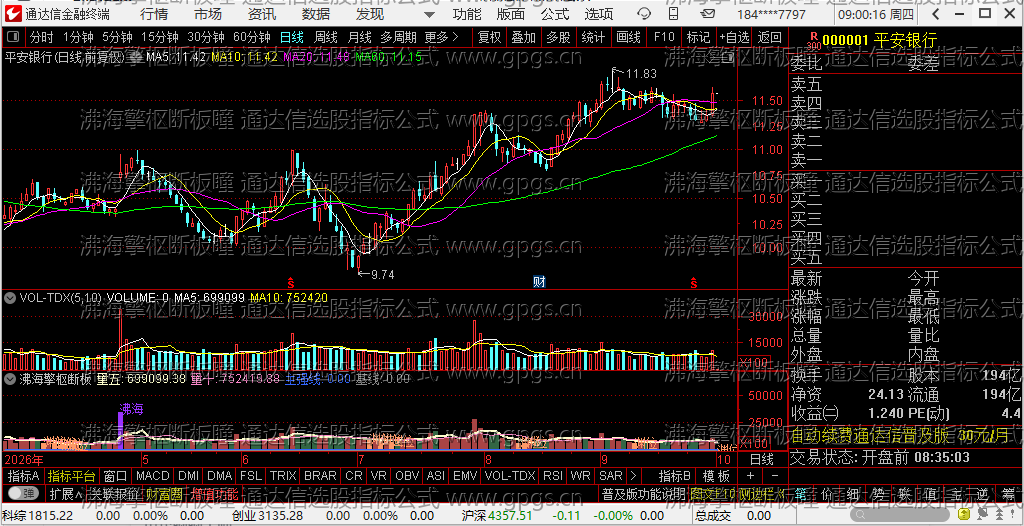 沸海擎枢断板瞳极致量能与强板拐点量潮捉板镇霄海副图通达信选股指标公式(1) 沸海擎枢断板瞳指标-000001平安银行实盘截图